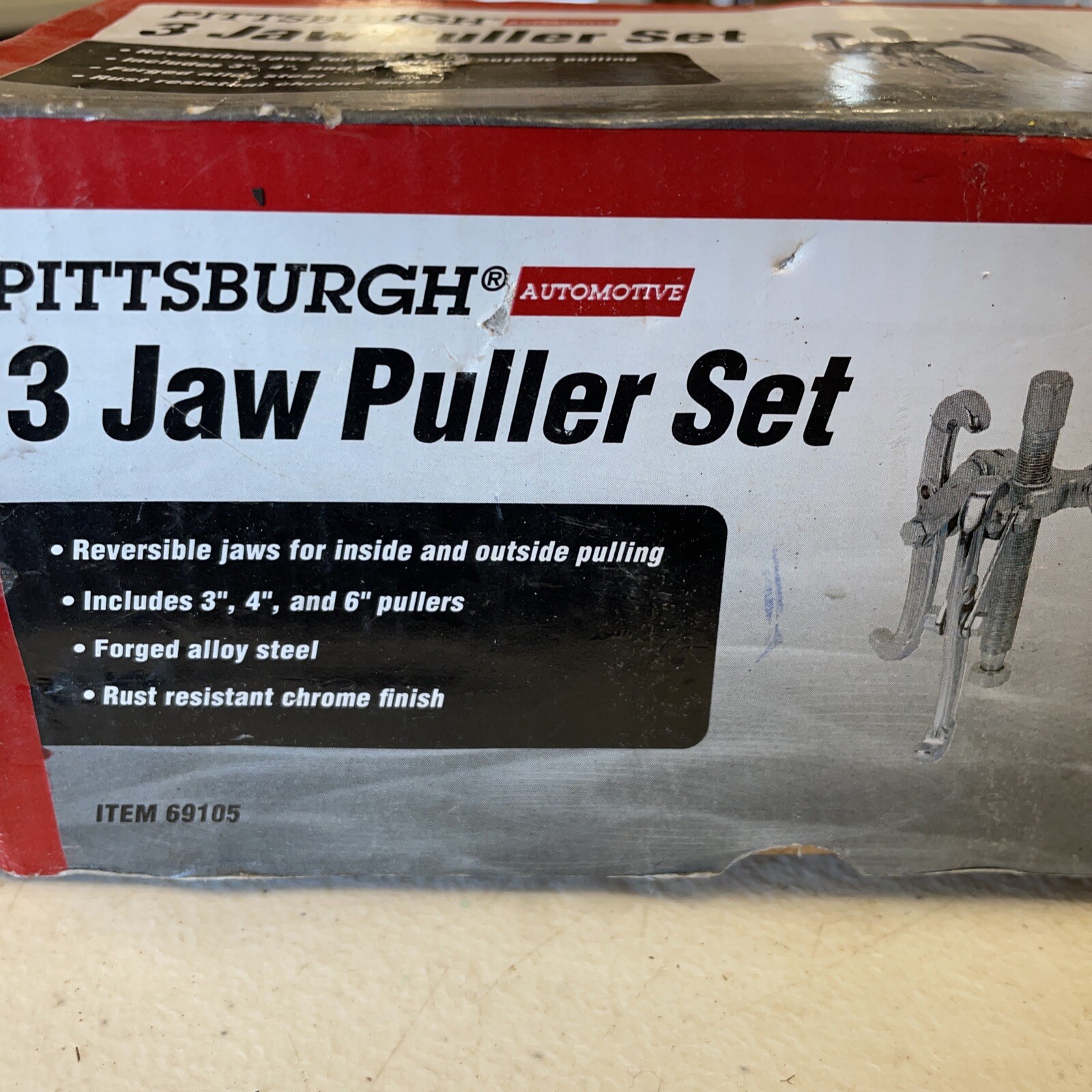 Pittsburgh 3 Jaw Puller Set – 3″ 4″ 6″ – Reversible Jaws Forged Steel #69953