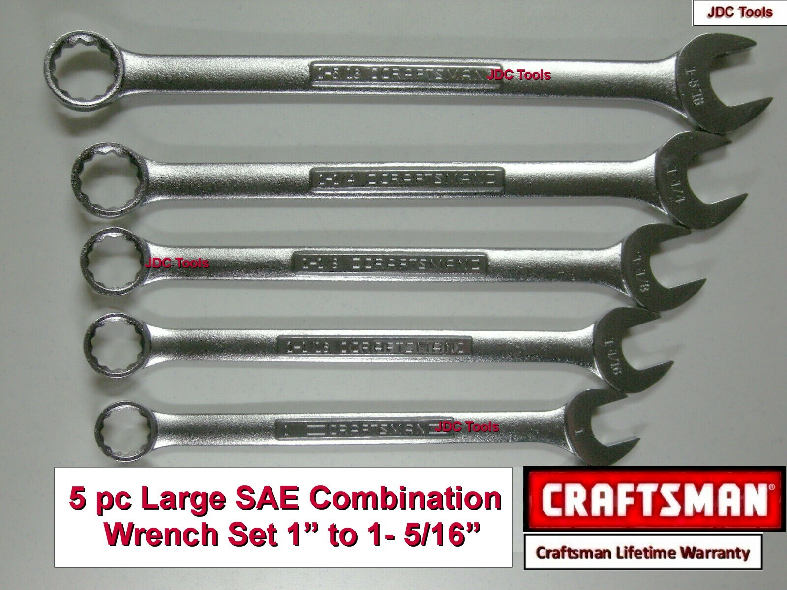 Craftsman 5pc LARGE SAE Combination Wrench Set 12pt – 1″ to 1 15/16″