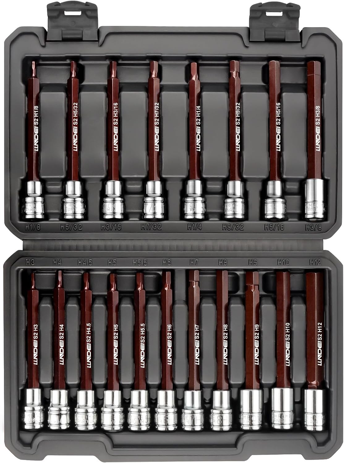 Durable 3/8-Inch Drive Extra Long Allen Hex Bit Set, Polished & Rust Resistant