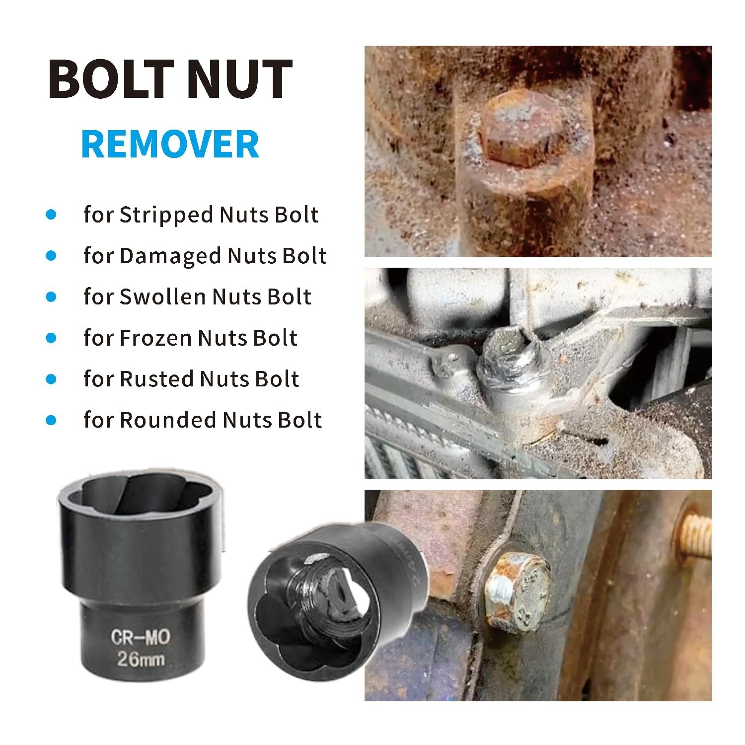 22pcs Metric Bolt Nut Extractor Set 8-27mm Impact Lug Removal Tool Kit for Strip