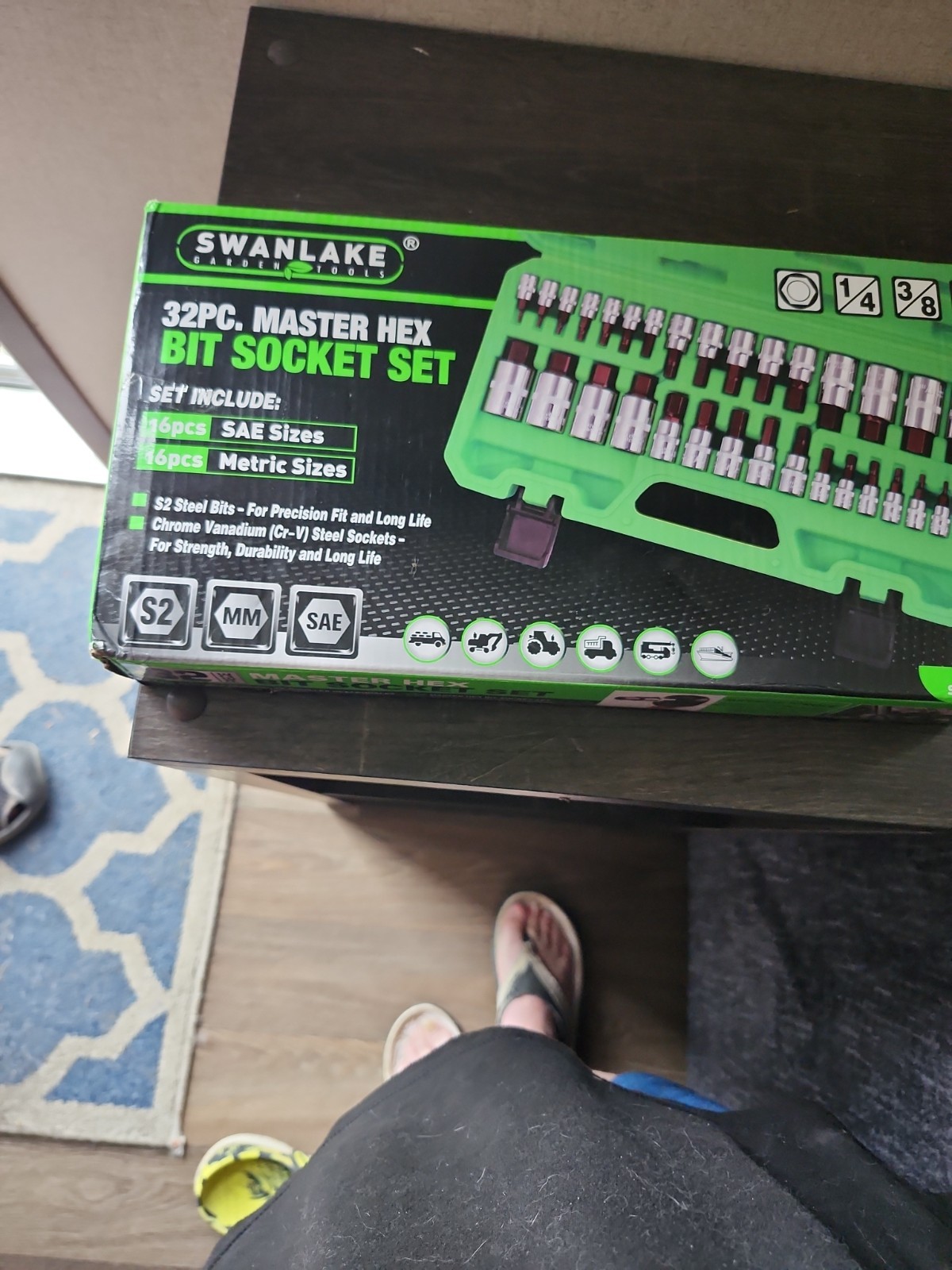 SWANLAKE 32 Piece Hex Bit Socket Set,SAE and Metric, 1/4», 3/8′, 1/2» Drive