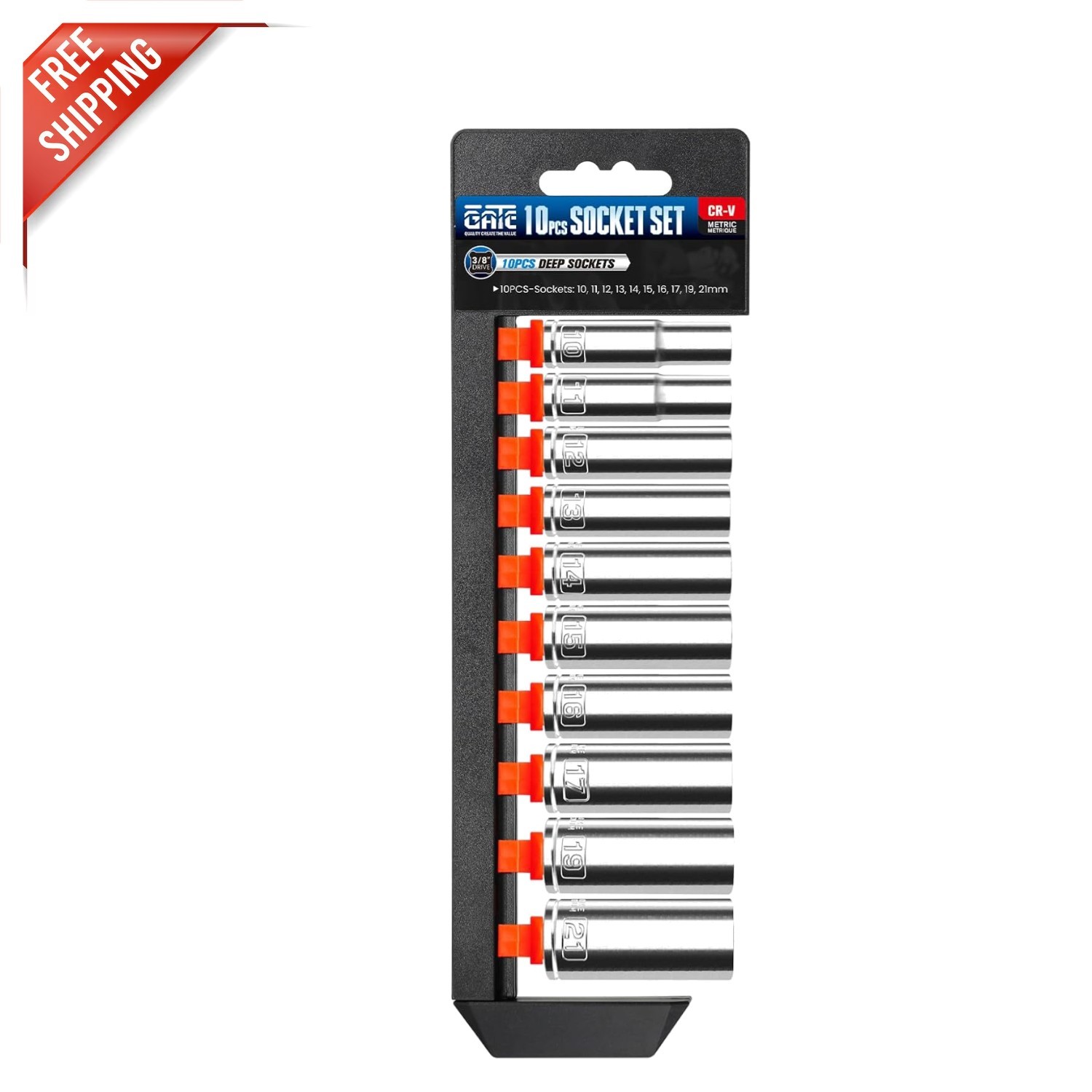 Durable Chrome Plated 10-Piece 3/8” Drive Deep Socket Set for Professional Use