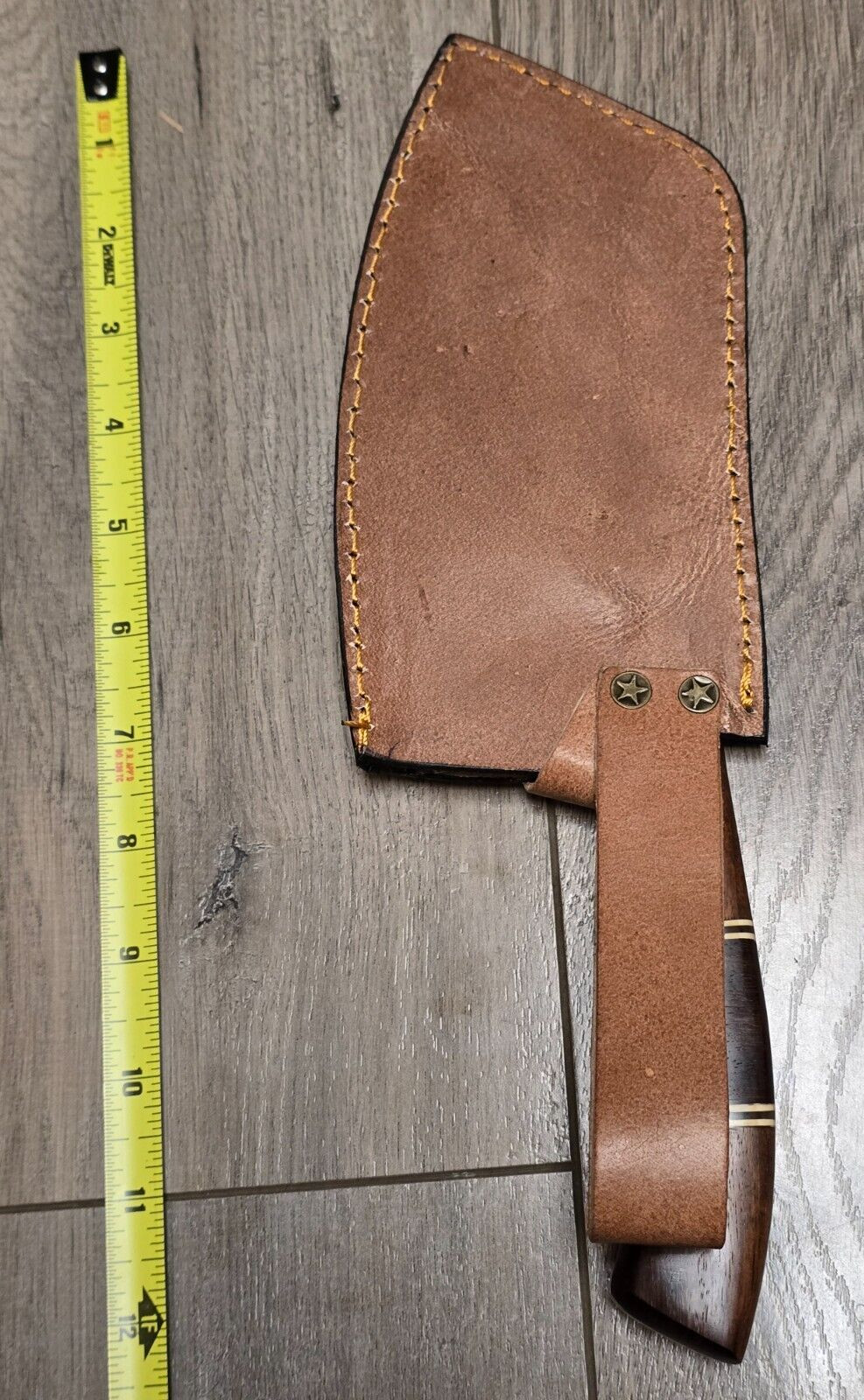 11.5″ Custom Damascus Clever Knife w/Sheath & Full Tang Blade, Great Gift!