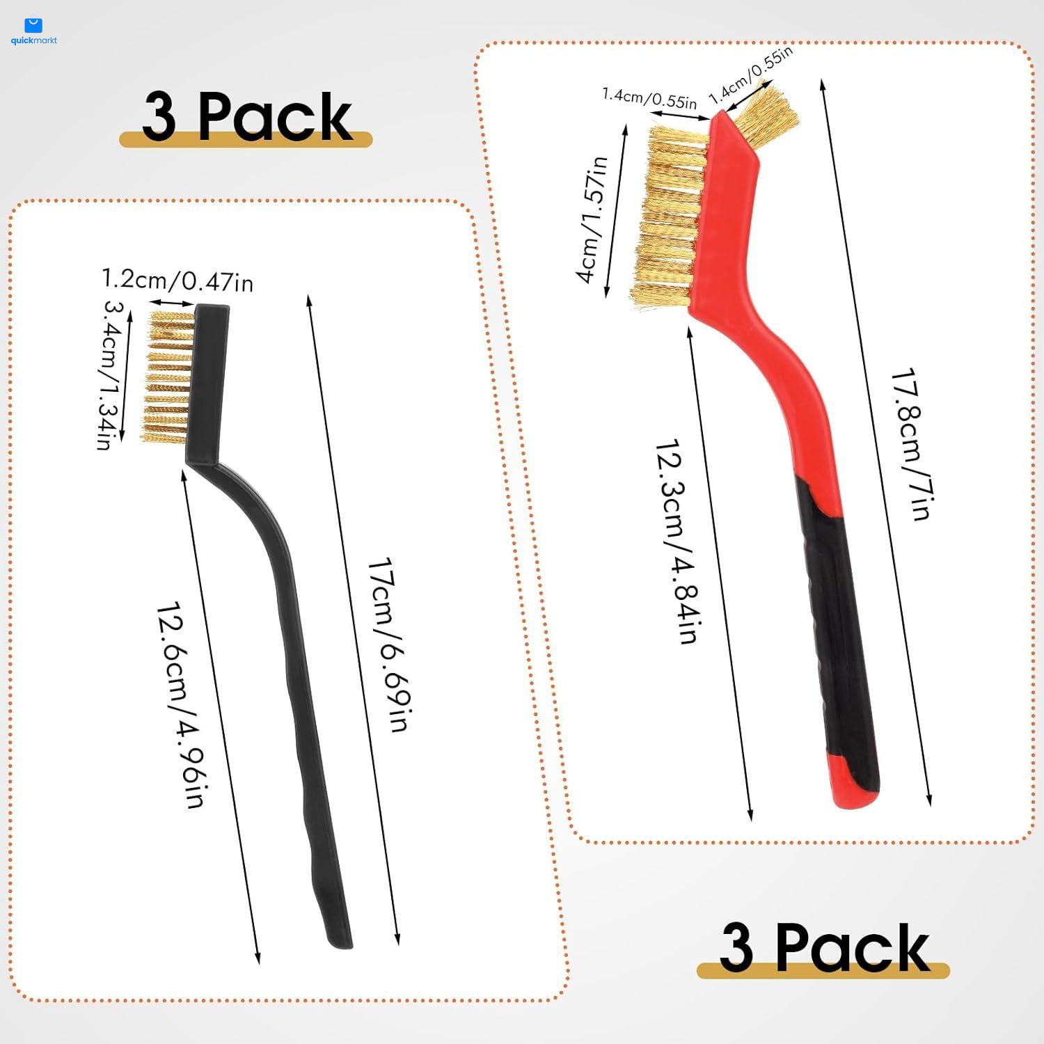 6 Pieces Wire Brushes Set, Small Metal Brass/Stainless L, Red+3 Mixed Color