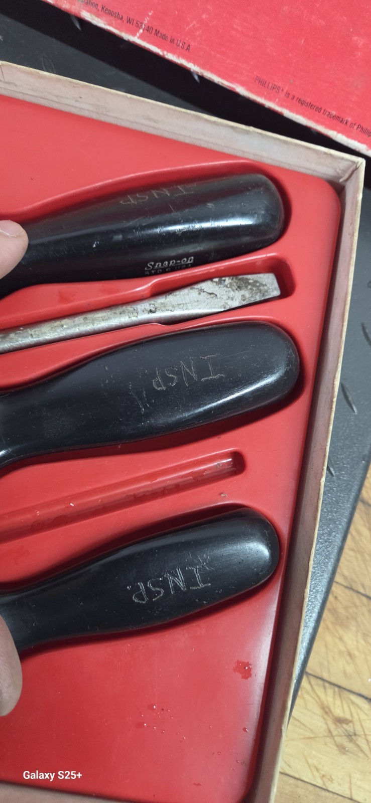 VINTAGE 6 PC Snap On Tools STD107 Black Hard Handle Combination Screwdriver Set