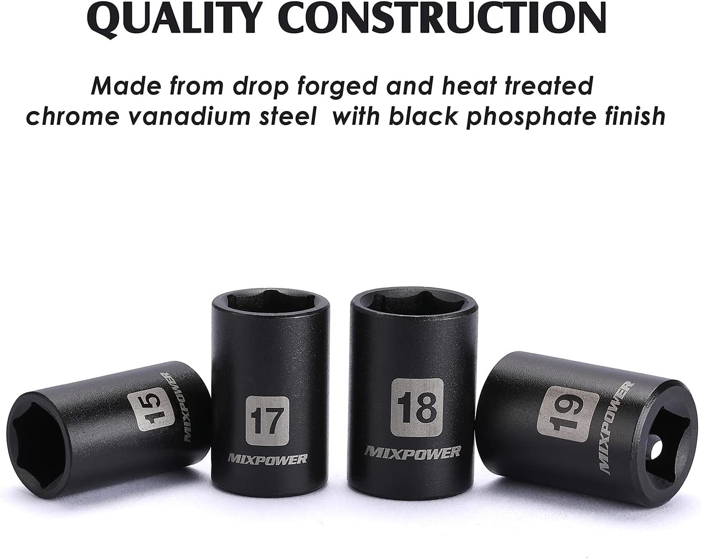 14 Pieces 1/2-Inch Drive Shallow Impact Socket Set, 11-32mm, CR-V, Metric, 6 …