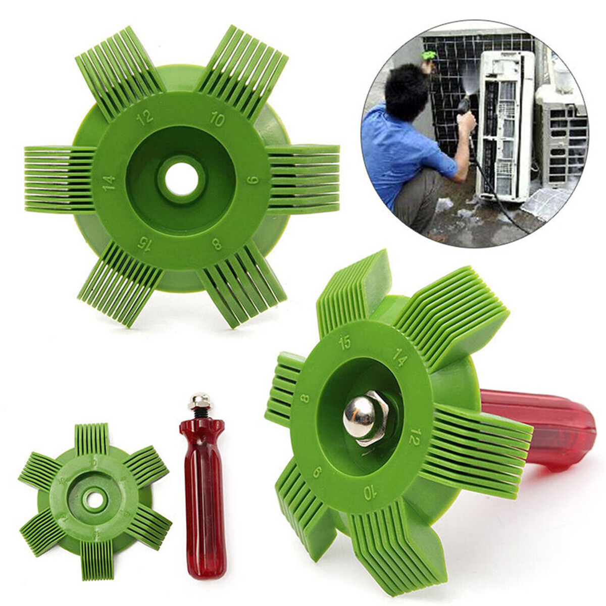 2Pcs Air Conditioner Fin Comb A/C Condenser Brush Radiator Cleaning Repair Tool