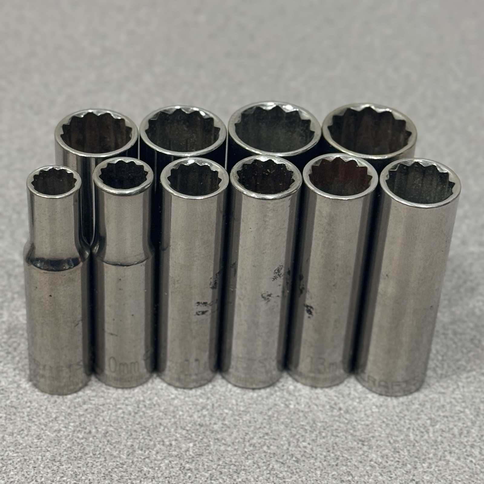 Craftsman 10 Pc Deep Well Socket Set 12 Pt Metric 3/8″ Drive 9mm-18mm G Series