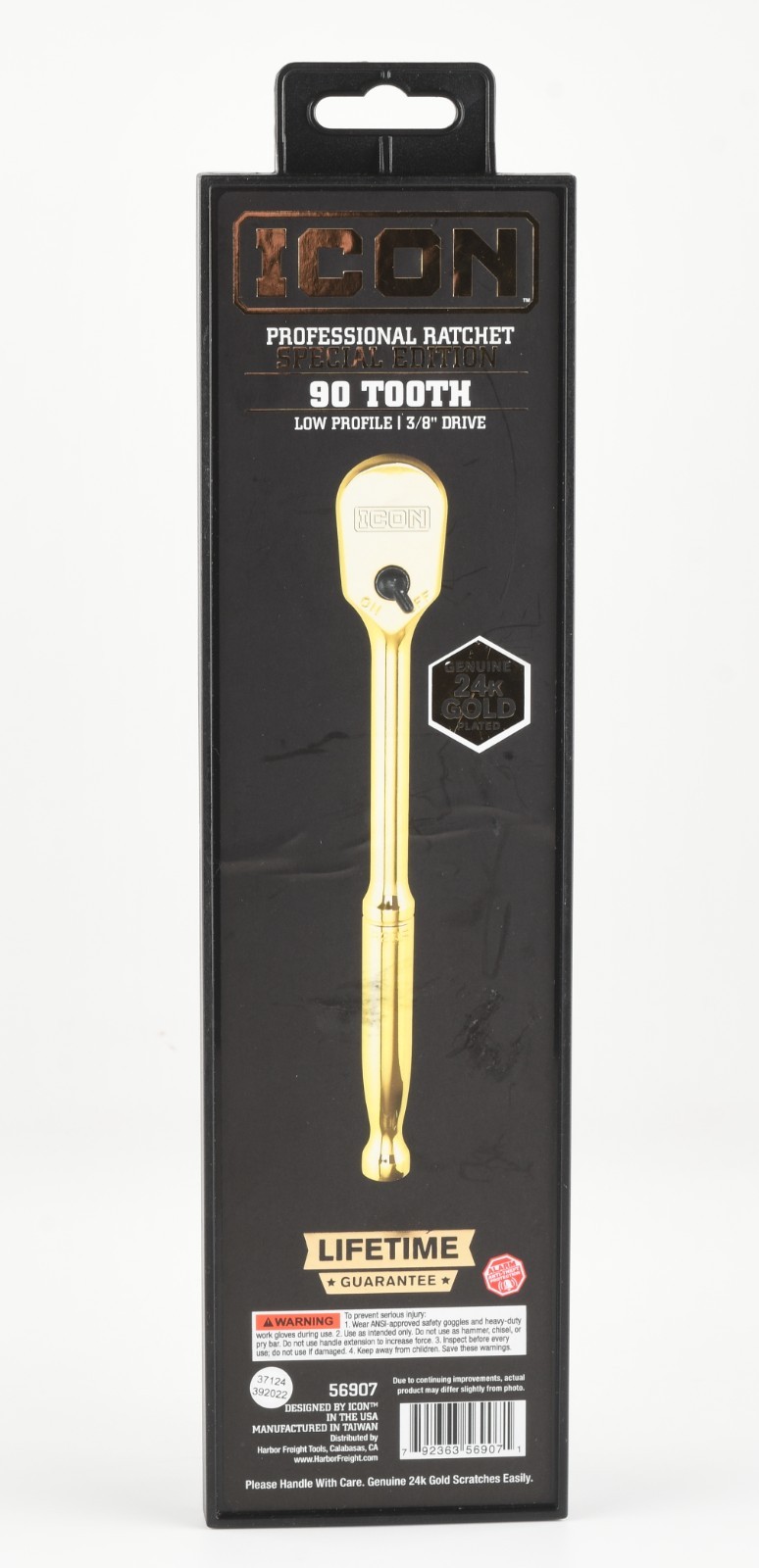 *ICON Special Edition 3/8″ Drive 24K Gold Plated Professional Ratchet 90 Tooth