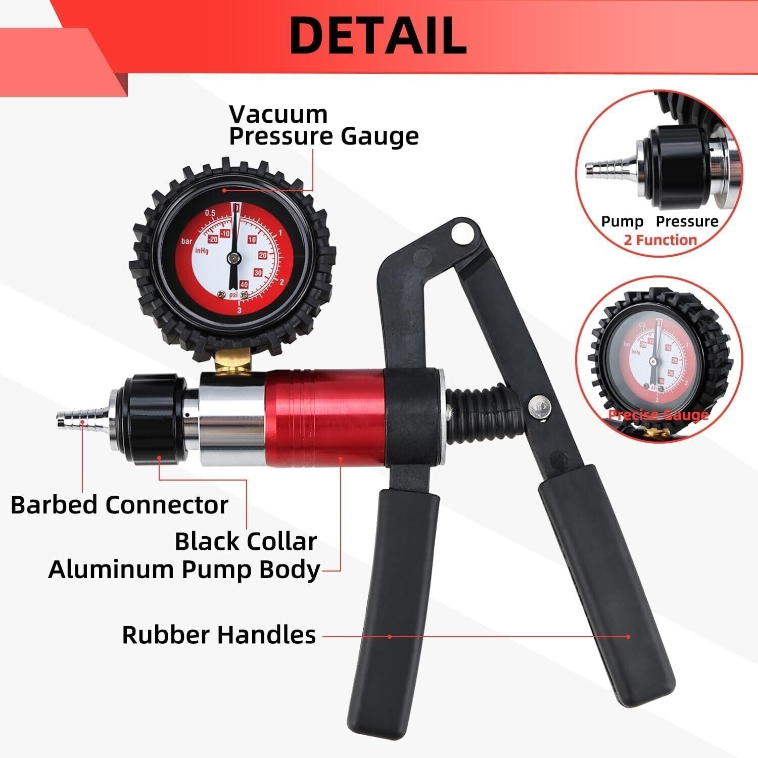 21Pcs Hand Held Vacuum Pressure Pump Tester Brake Fluid Bleeder Bleeding Tool