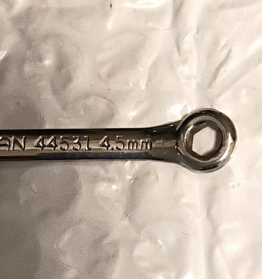 CRAFTSMAN TOOLS 44531, 4MM. x 4.5MM. COMBO MINI-WRENCH, 2.75″ LONG, 6 POINT.