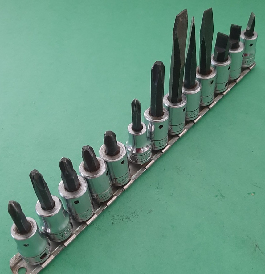 13pc Snap-on Phillips Flat Tip Slotted Head Bit Driver Socket Set 3/8″ Drive