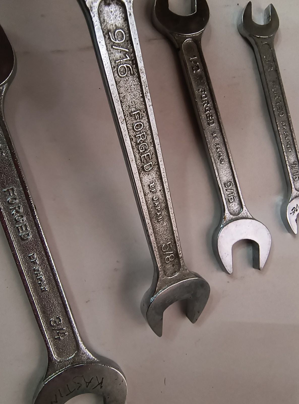Vtg SEARS 4pc Open End Wrench Set Japan 11/16×3/4, 9/16×5/8, 1/2×9/16, 3/8×7/16