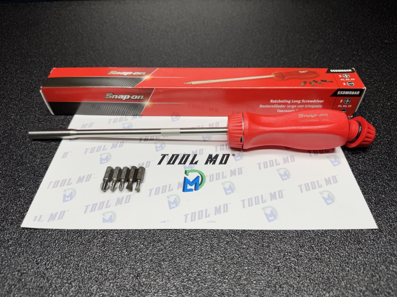 Snap-on Tools USA NEW RED Hard Grip 8″ Shaft Ratcheting Screwdriver SSDMR8AR
