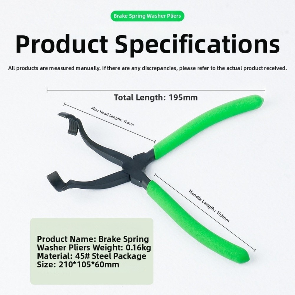 Automotive Spring Clamp Pliers Drum Brake 45# Steel 195mm Plastic Grip