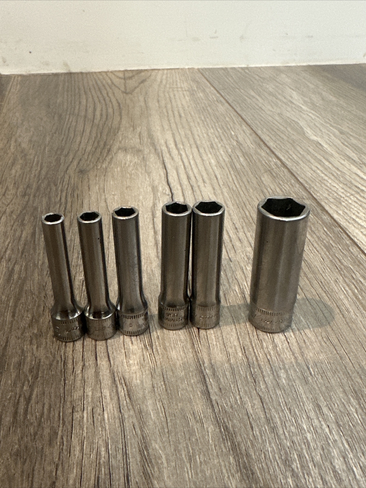 SNAP-ON 6PC. Metric Deep 1/4in Drive 6-Point on a rail Flank Drive Socket Set