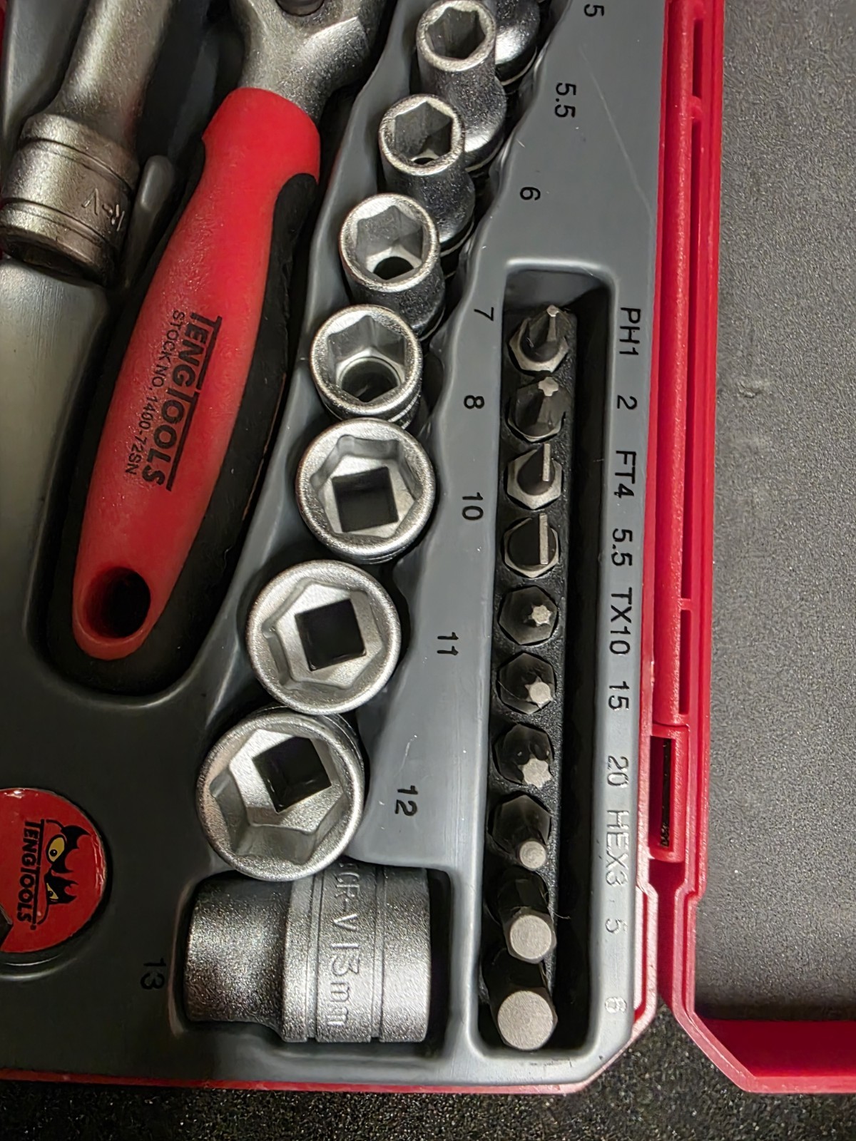 Teng Tools 1/4dr Metric Socket Set Locking Flex Head Ratchet Socket/bit Set