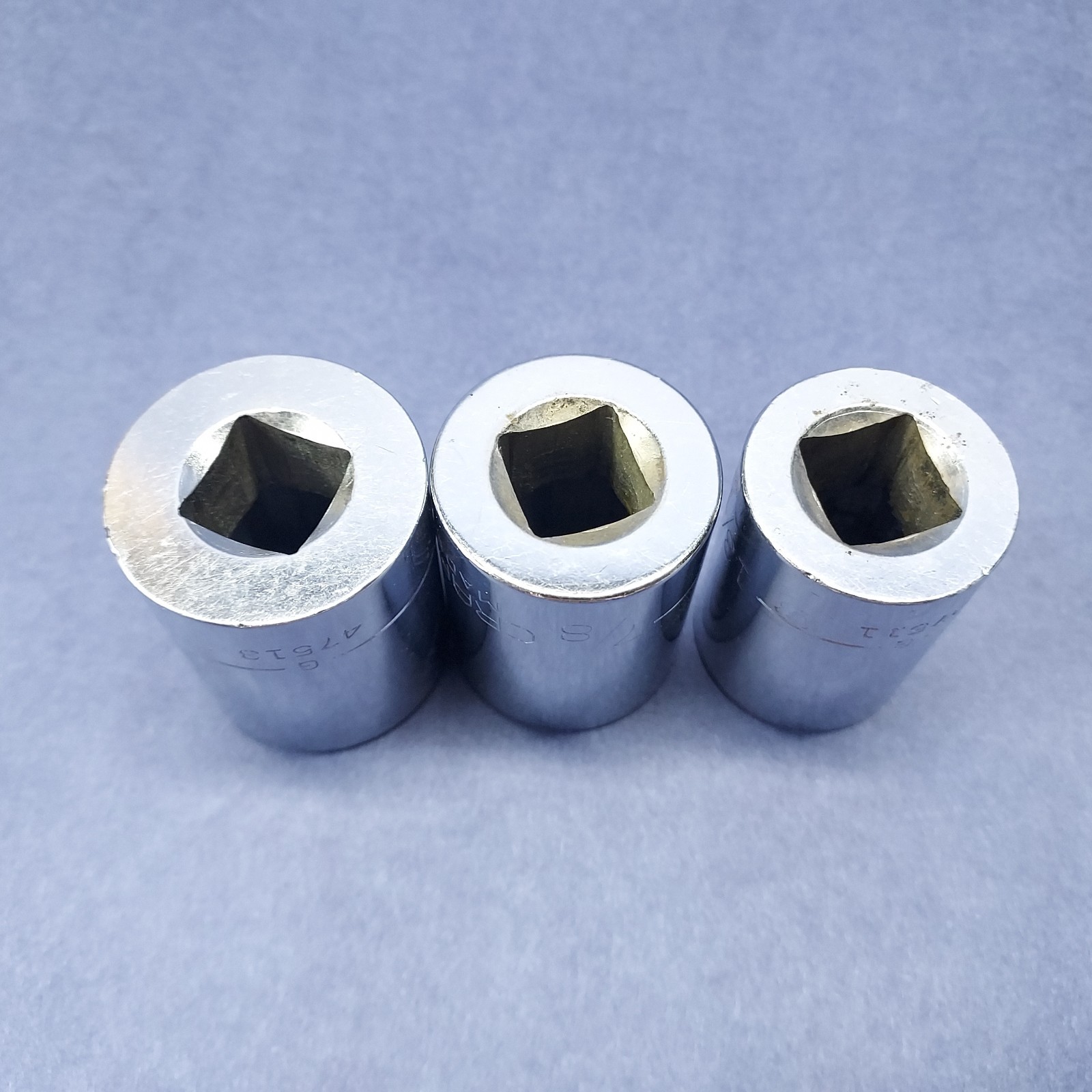 Craftsman USA -G- Lot Of 3 47511 47512 47513 1/2″ Drive Sockets 15/16 7/8 13/16