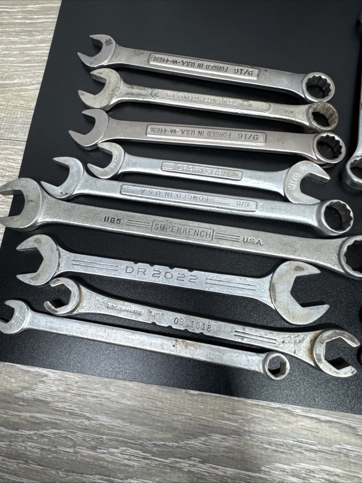Vintage Lot of 33 Assorted Wrenches Tools Craftsman, Mac, Dunlap,Powr-Kraft,More