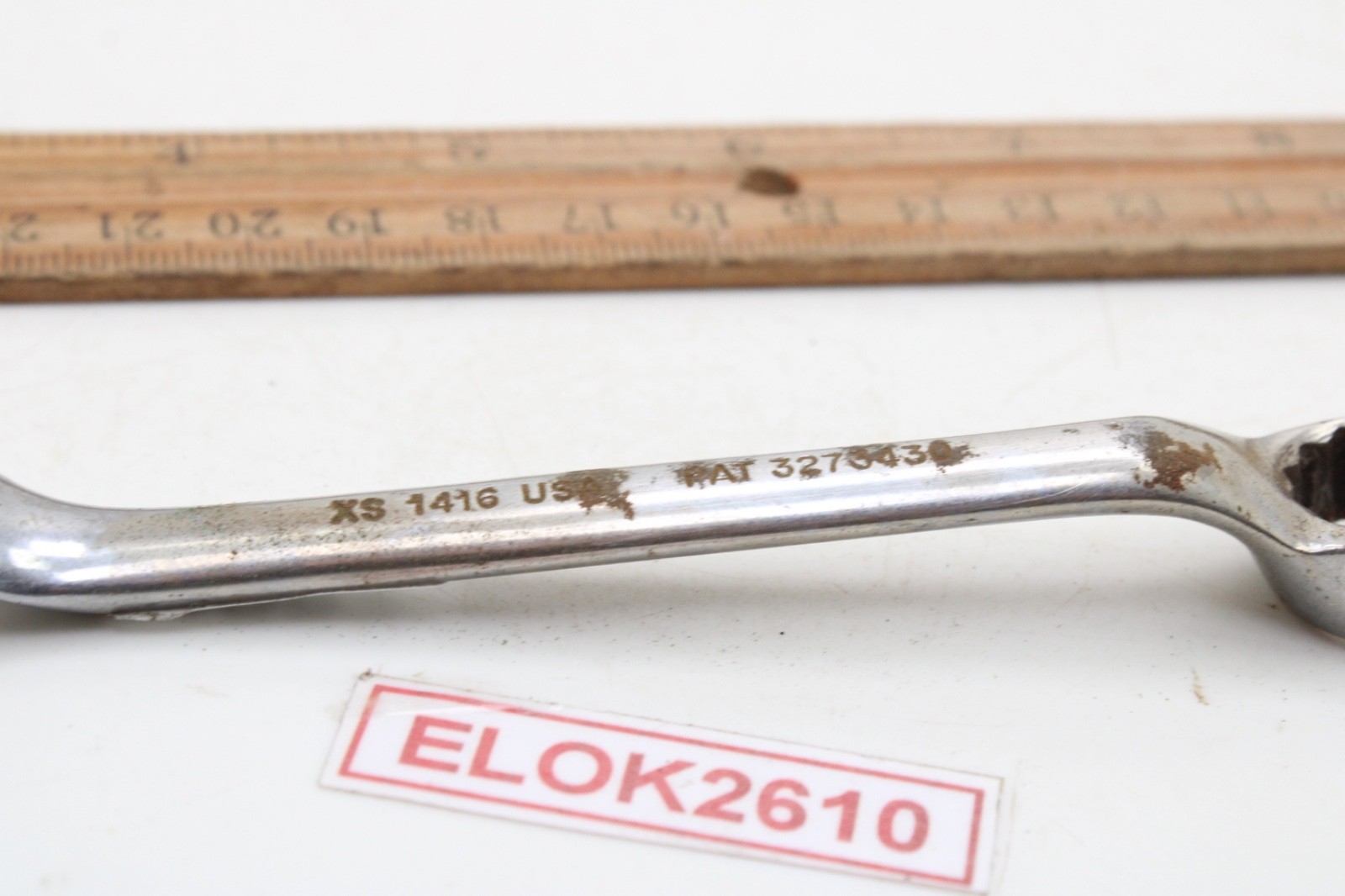 Snap-on XS 1416 7/16″ x 1/2″ 12 Point Short SAE Chrome Offset Box Wrench 5″ USA