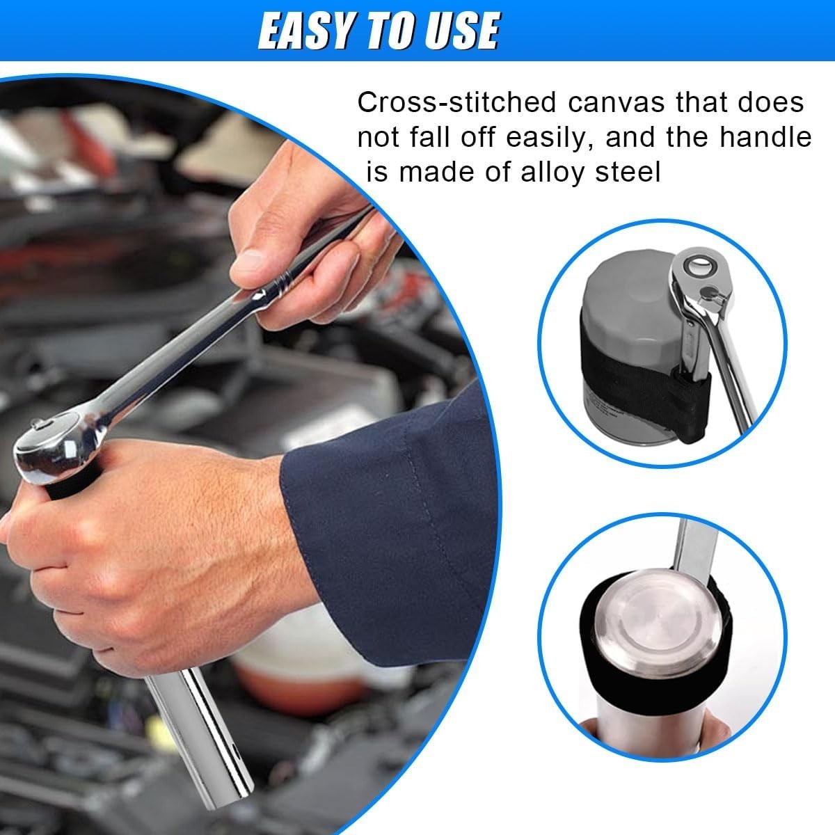 1/2″ Drive Strap Wrench, Heavy Duty Oil Filter Removal Tool, Adjustable Oil C…
