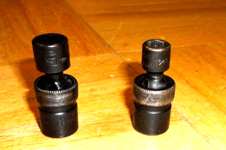 SNAP-ON TOOLS 2 PIECE 1/4 DRIVE SWIVEL IMPACT SOCKETS 1 USED 1/4 AND 1 NEW 5/16