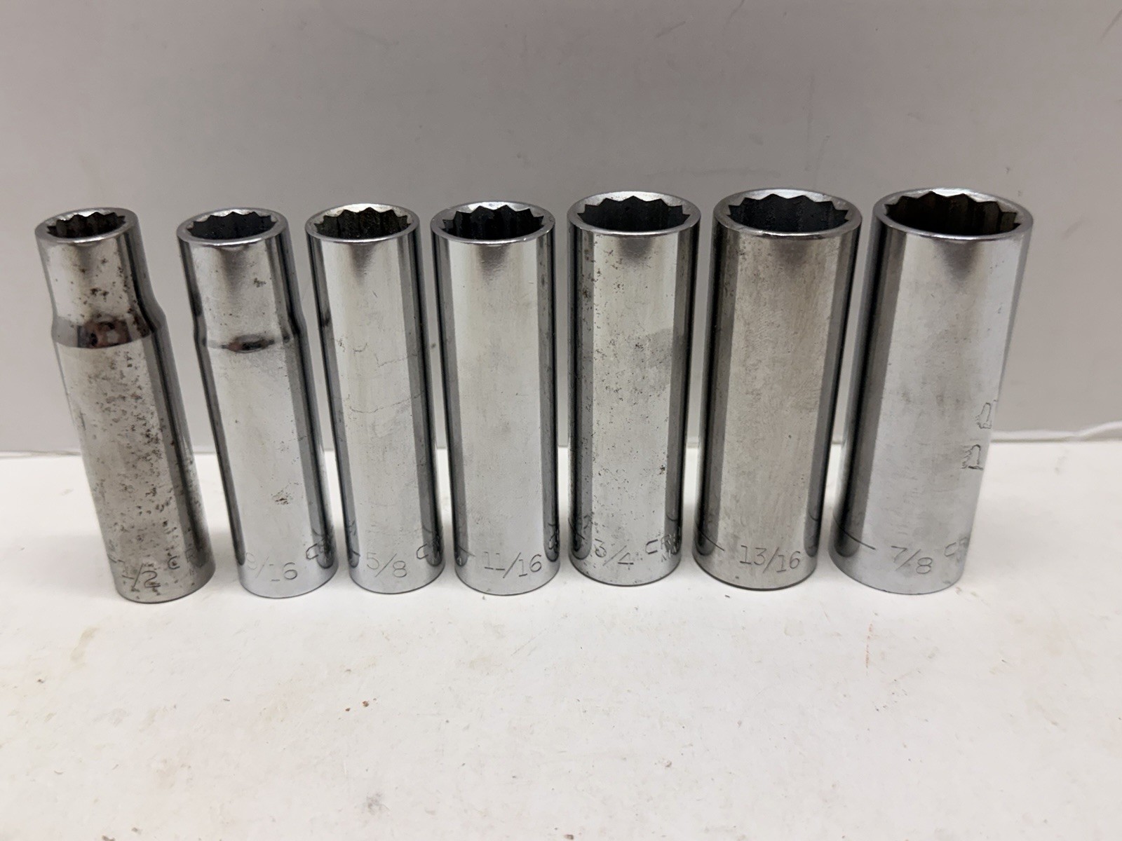 Craftsman USA 7 Piece EXTRA DEEP 12 Point Socket Set SAE 1/2″ – 7/8″ 1/2″ Drive