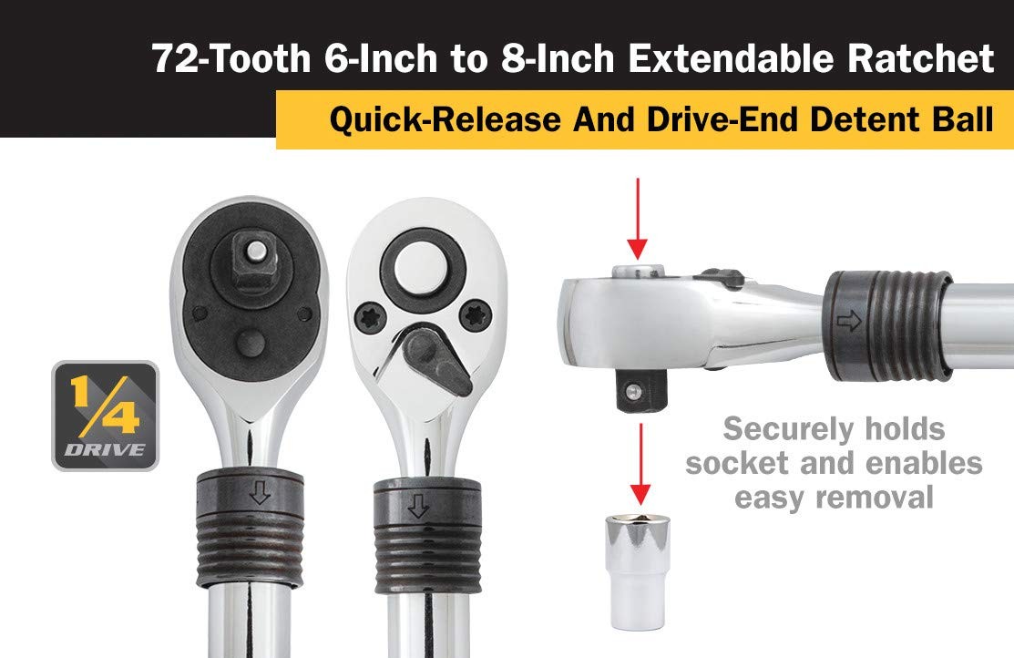 Titan Tools 1/4 in. Drive Extendable Ratchet (12075)