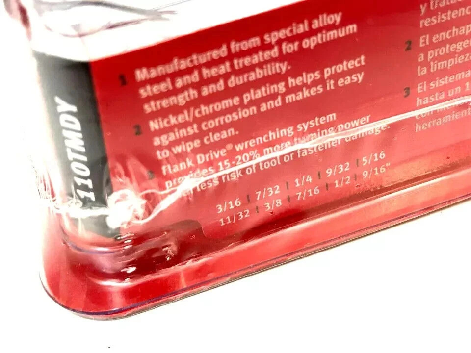 Snap-on 110TMDY 10pc 1/4″ Drive 3/16″ 9/16″ 12pt Shallow Chrome Socket Set NEW