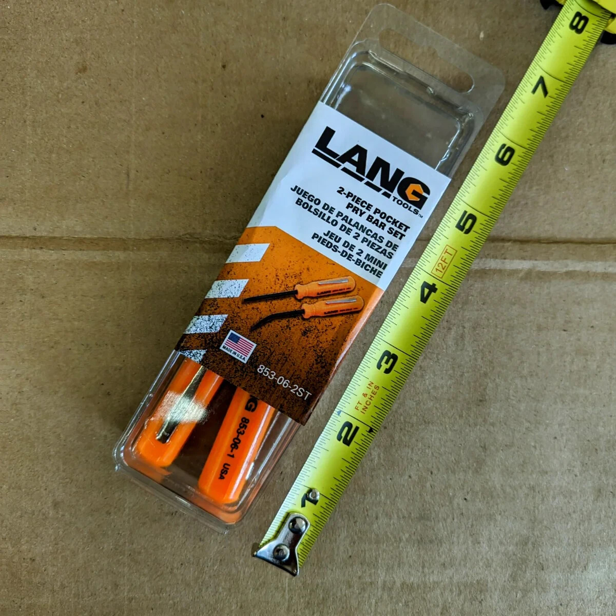 LANG TOOLS 853-06-2ST – 2 Pc Pocket Pry Bar Set Straight Blade & 27-degree USA