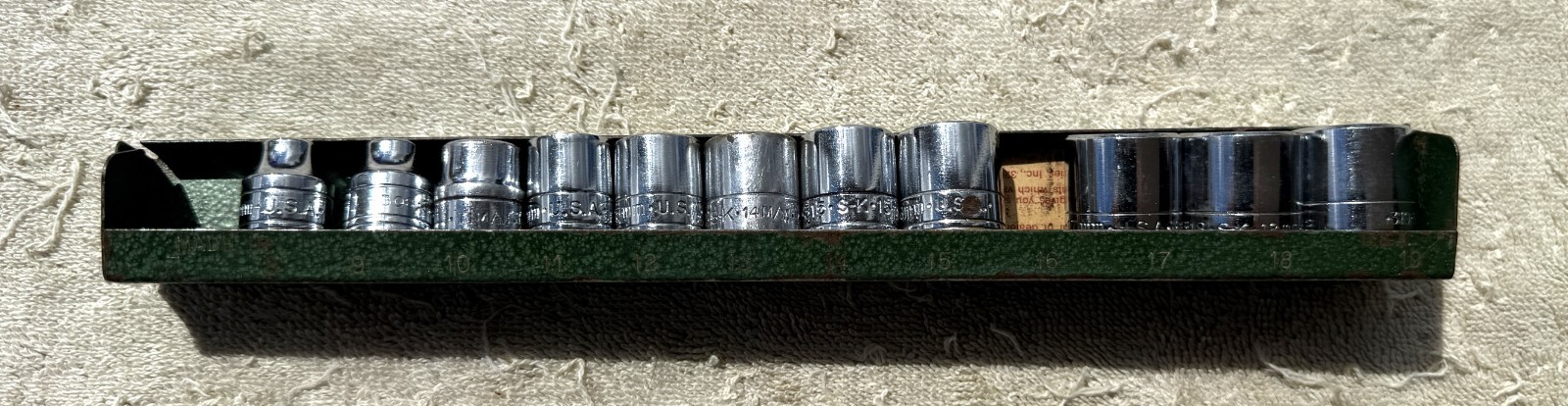 VINTAGE 3/8″ DRIVE S-K 12 PC METRIC HEX SOCKET SET – AS PICTURED