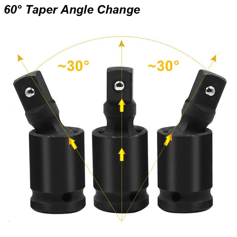 Set of 3 Universal Joint Swivel Socket Adapter Set 1/4″ 3/8″ 1/2″ Impact Joint