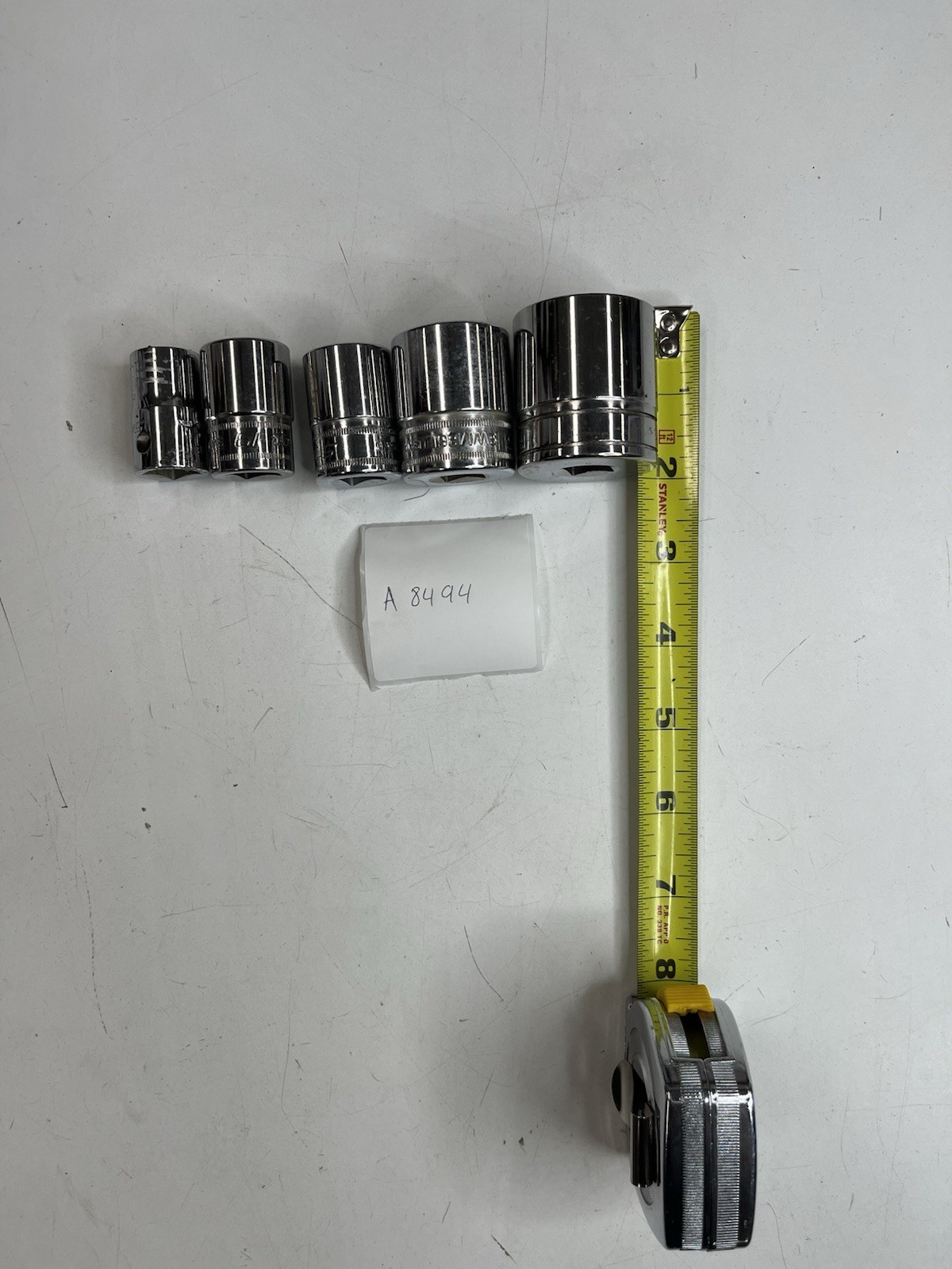 A-8494 Snap-on 1/2” Drive Chrome Socket Lot SAE Metric 9/16 3/4 19mm 20mm 1-3/16