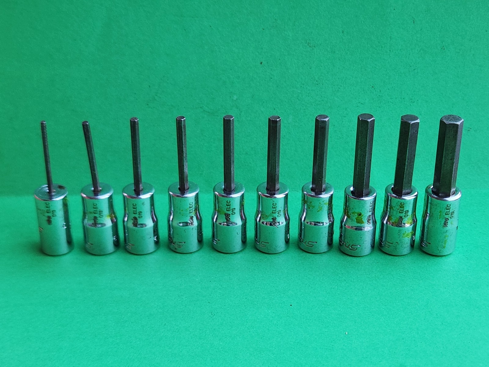 Snap On 10 pc 1/4″ Dr. SAE Hex Driver Bit Socket Set 1/16″-1/4″