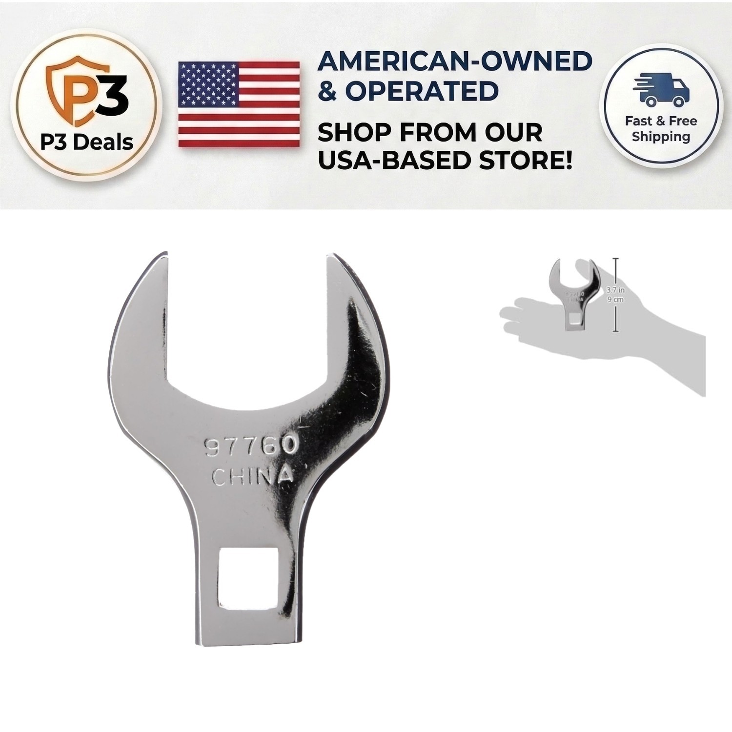 1-3/8″ Fixed Square Crowfoot Wrench – Polished Alloy Steel for Tight Spaces