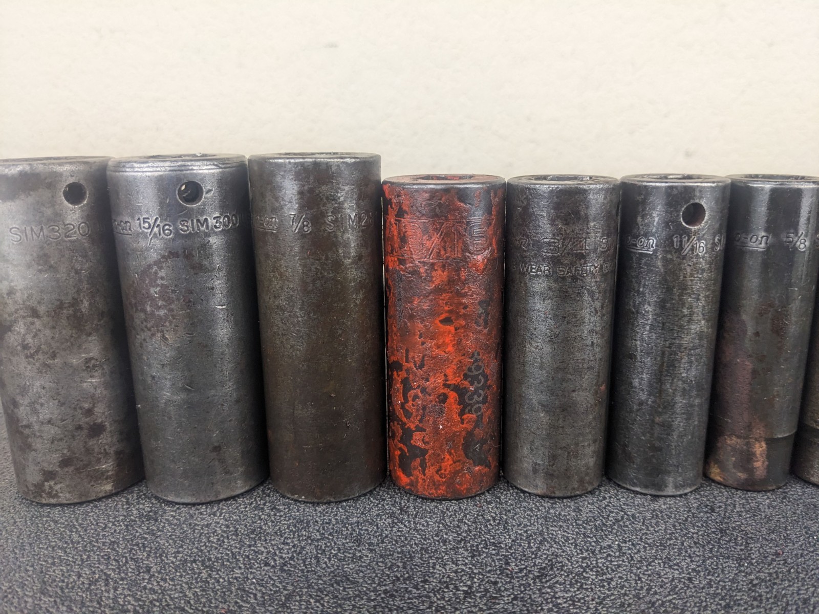 #bm563 Snap On Tools 309SIMYA 1/2″ Drive 9pc SAE Deep 6 Point Impact Socket Set