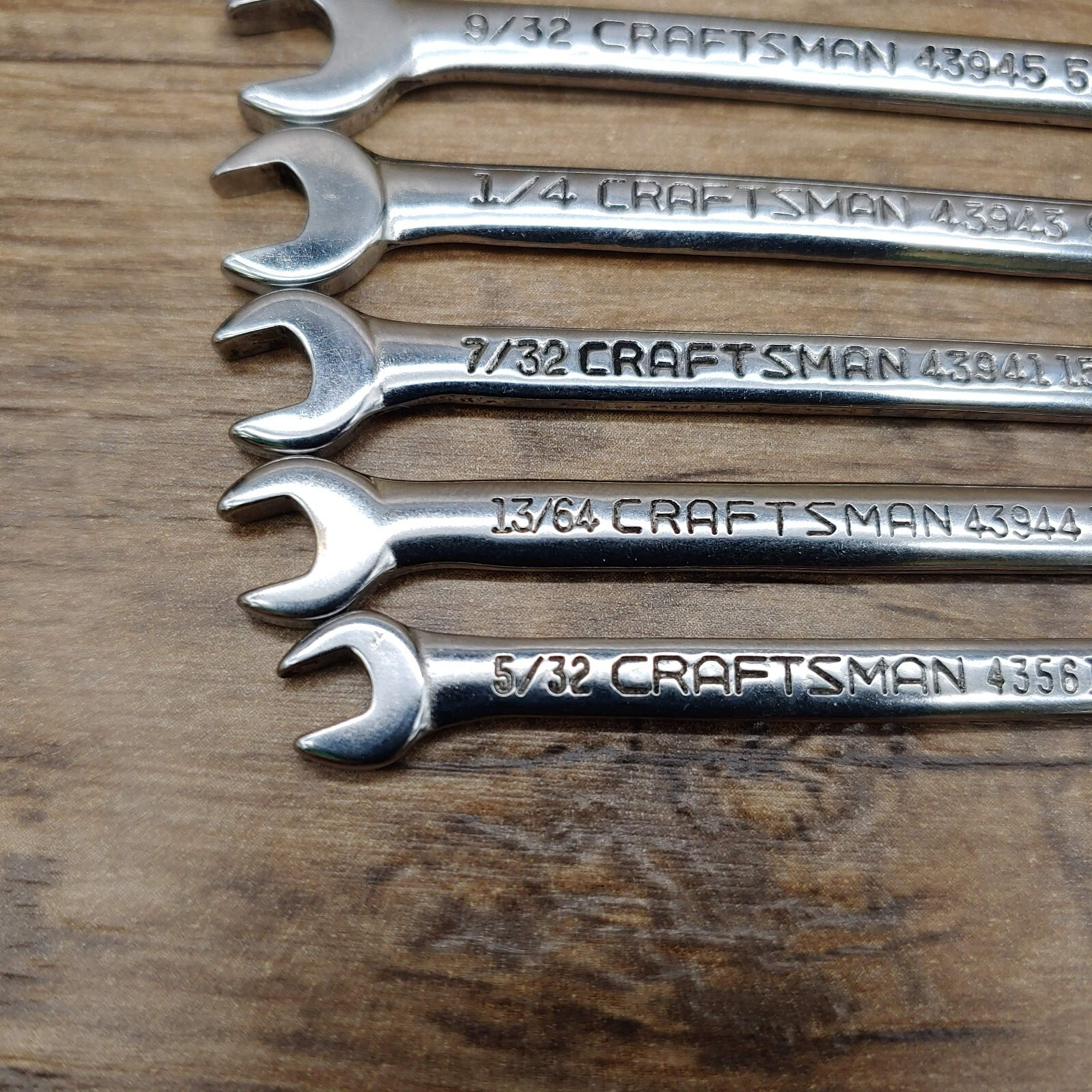 Five (5) Craftsman SAE Combination Ignition Wrenches 5/32 13/64 7/32 1/4 9/32