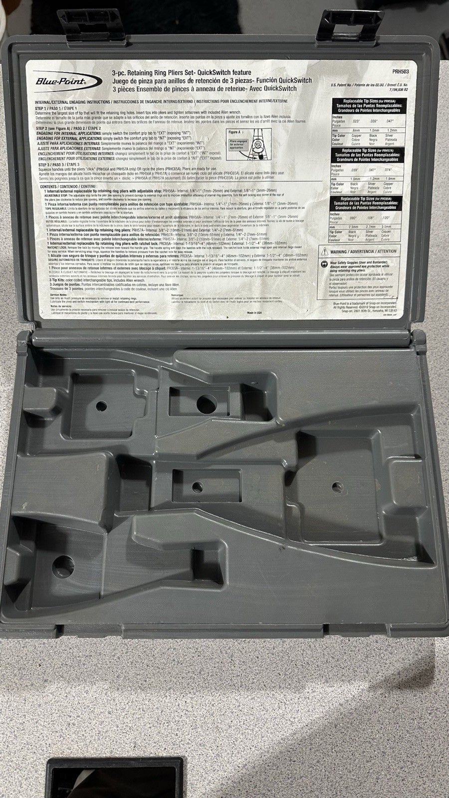 Blue Point Case For 3 Piece Retaining Pliers Set.