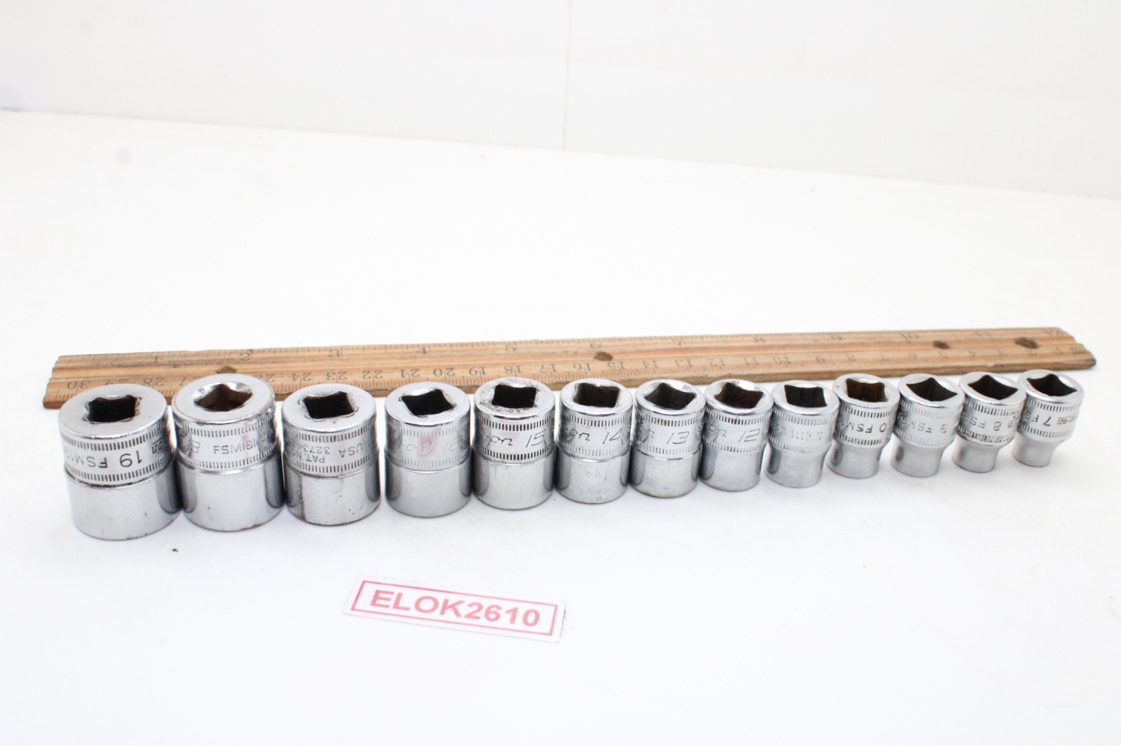 Snap-on 212FSMY 7-19mm 3/8″ Drive 6 Point 13 Piece Metric Chrome Socket Set USA