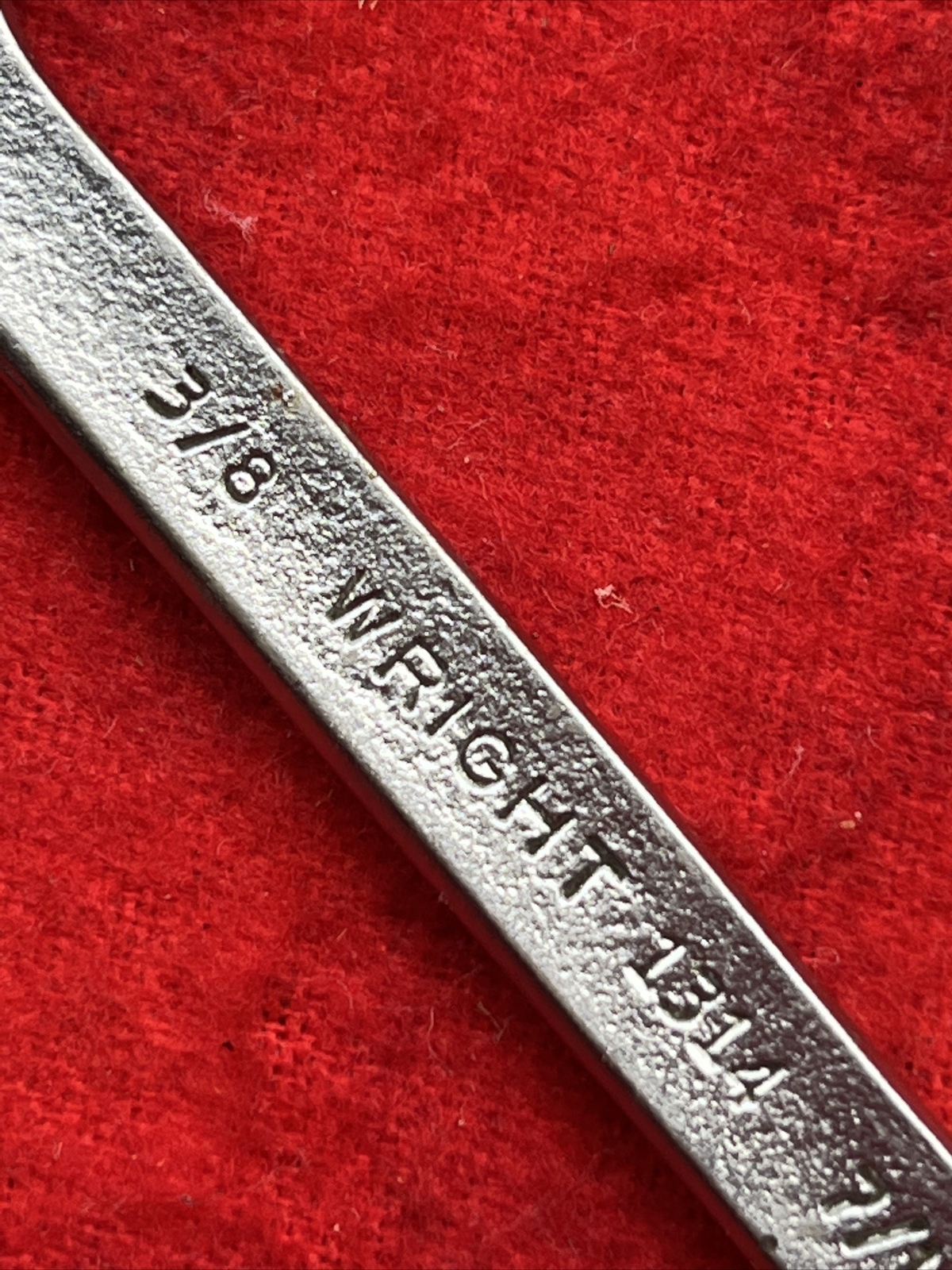 VINTAGE WRIGHT 1314 DOUBLE OPEN-END WRENCH 3/8″ X 7/16″ – USA (t48)