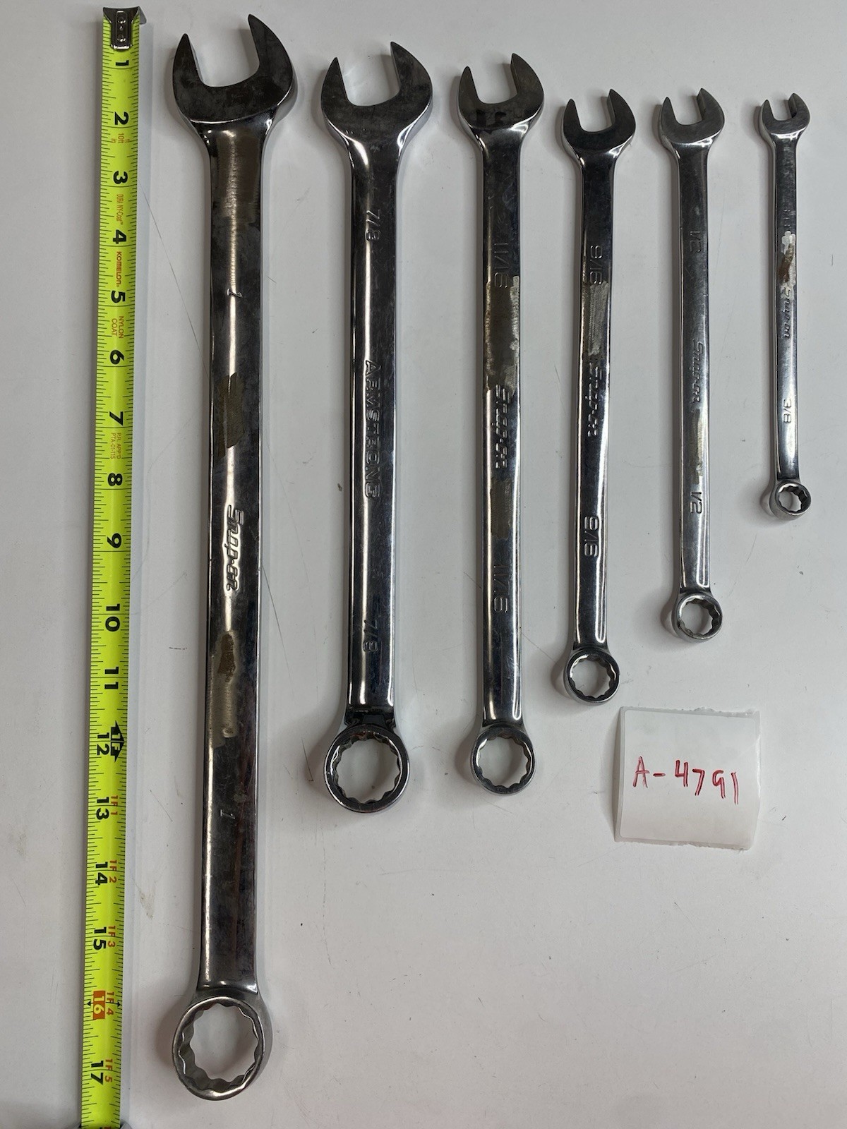 A-4791 Snap-on Armstrong SAE Wrench Lot 6pc 3/8 1/2 9/16 11/16 7/8 1 Inch USA