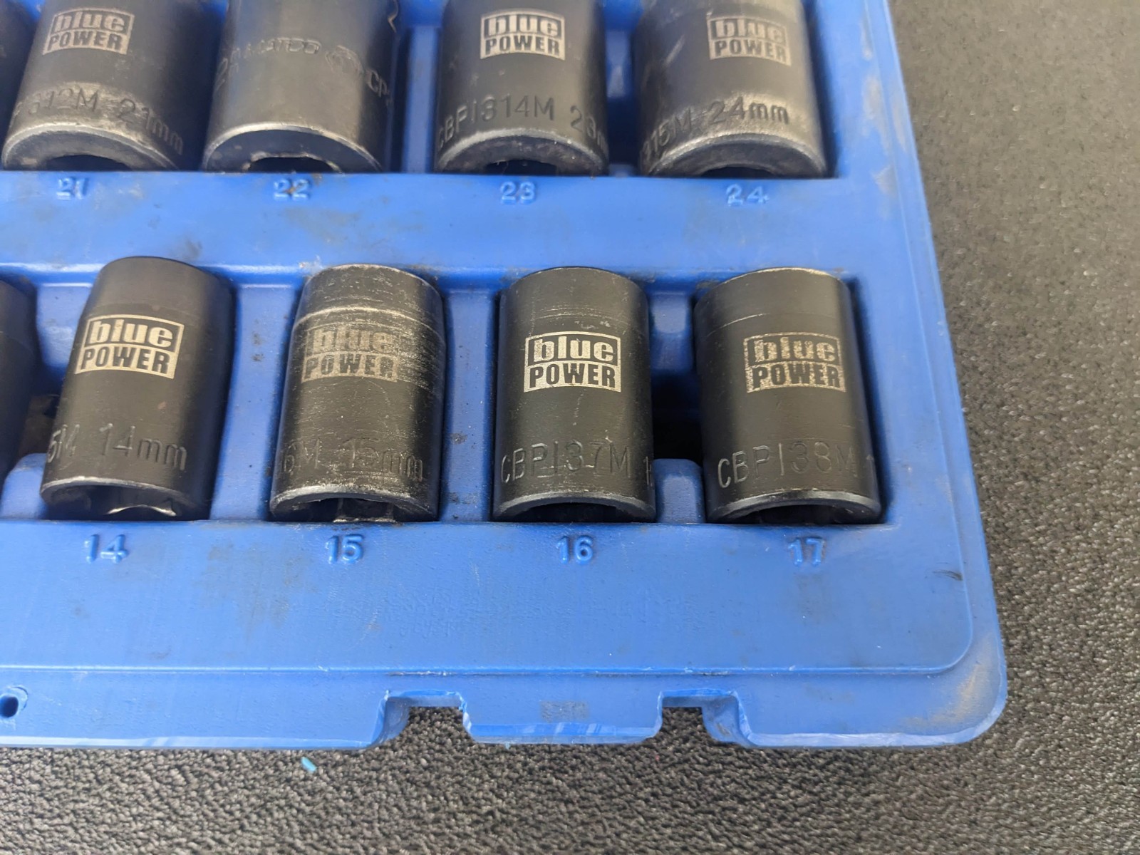 #bn386 Cornwell Blue Power CBPI3M 15pc Metric 1/2″ Driver Socket Set 10-24mm