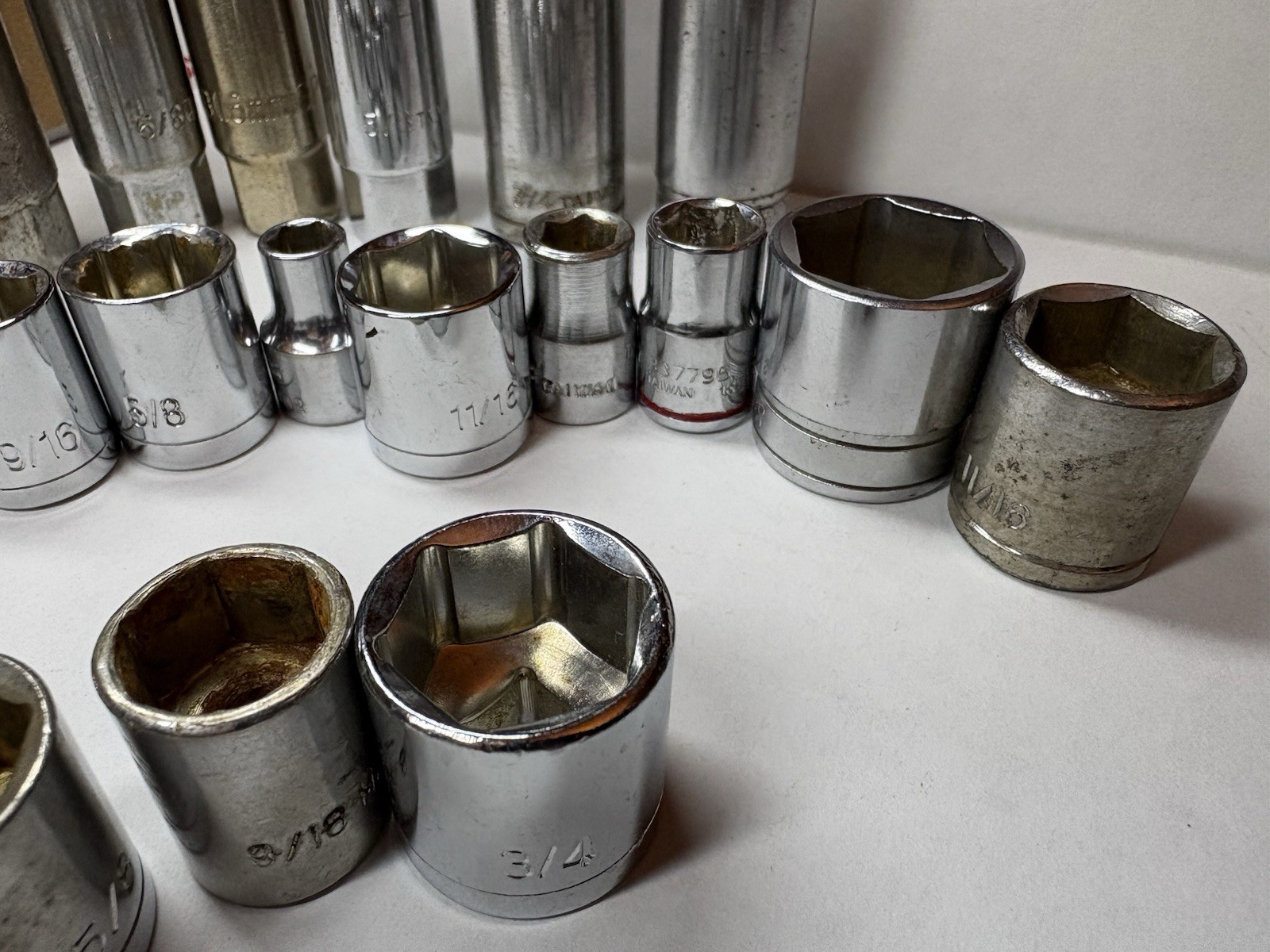 Mixed Lot SAE & Metric 6 & 12 Pt Sockets 3/8” Drive Mix Brand SK Allen Pittsburg
