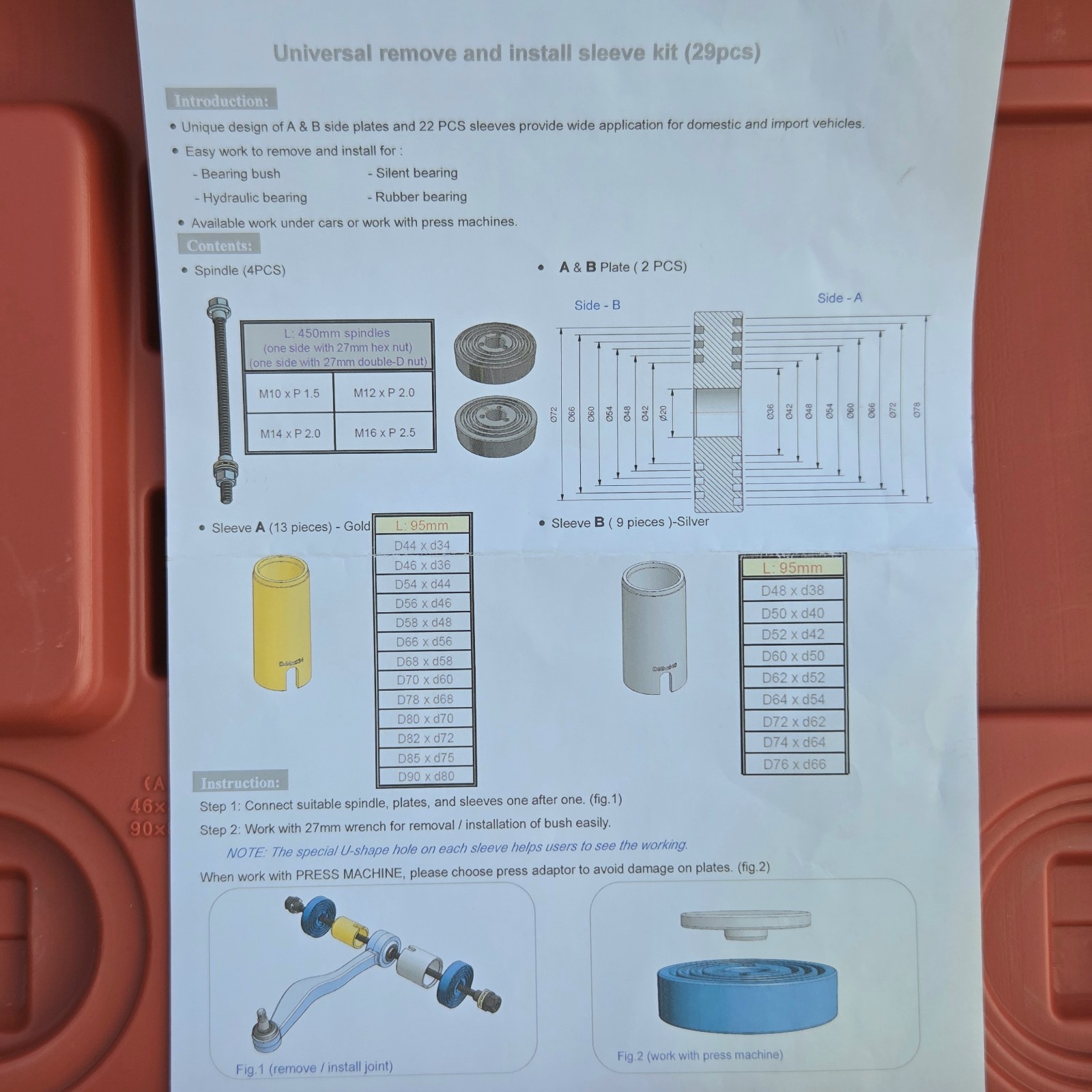SP Tools Schley 29pcs Universal Bushing Removal Install Kit