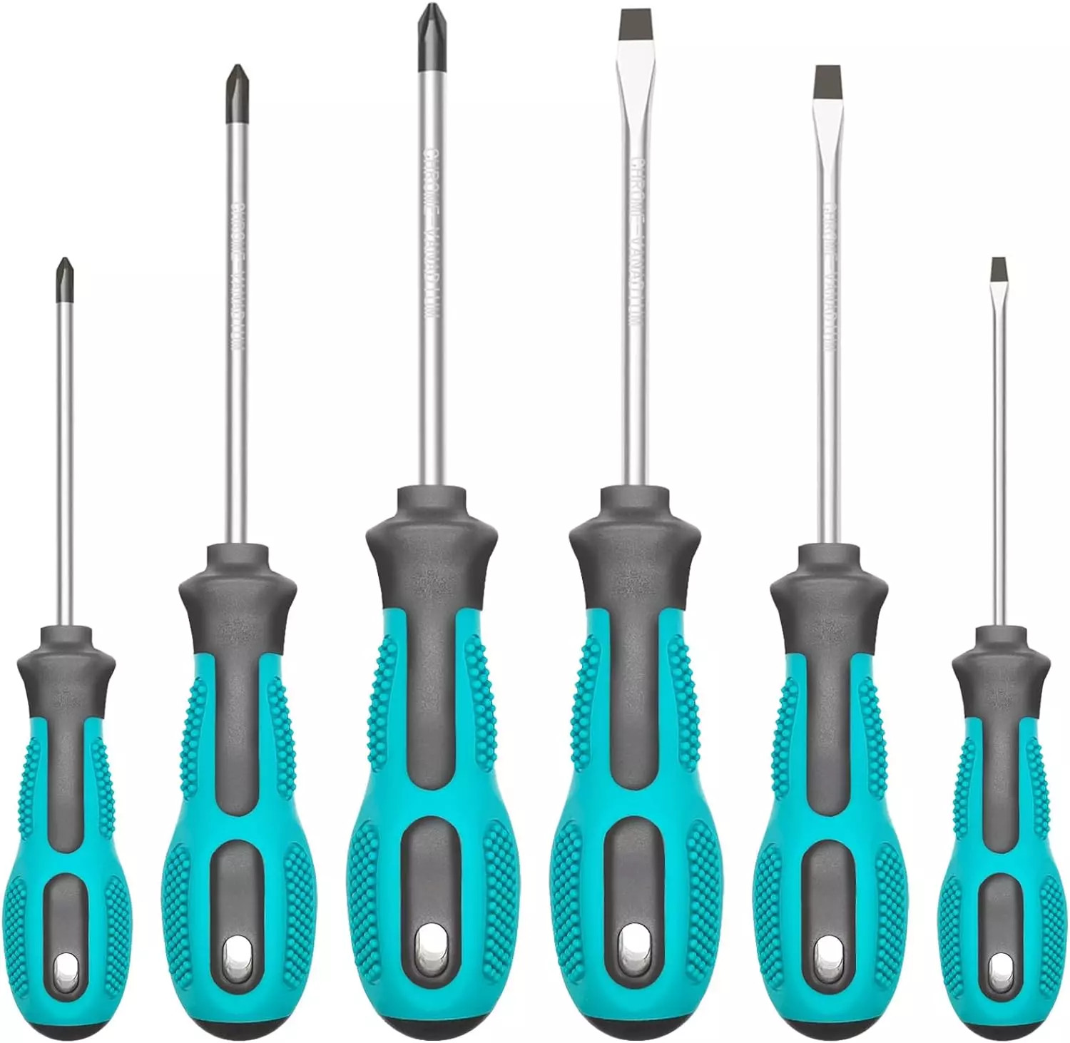6 Pc Precision Magnetic Tip Phillips Flat Head Heavy Duty Grip Screw Driver Case
