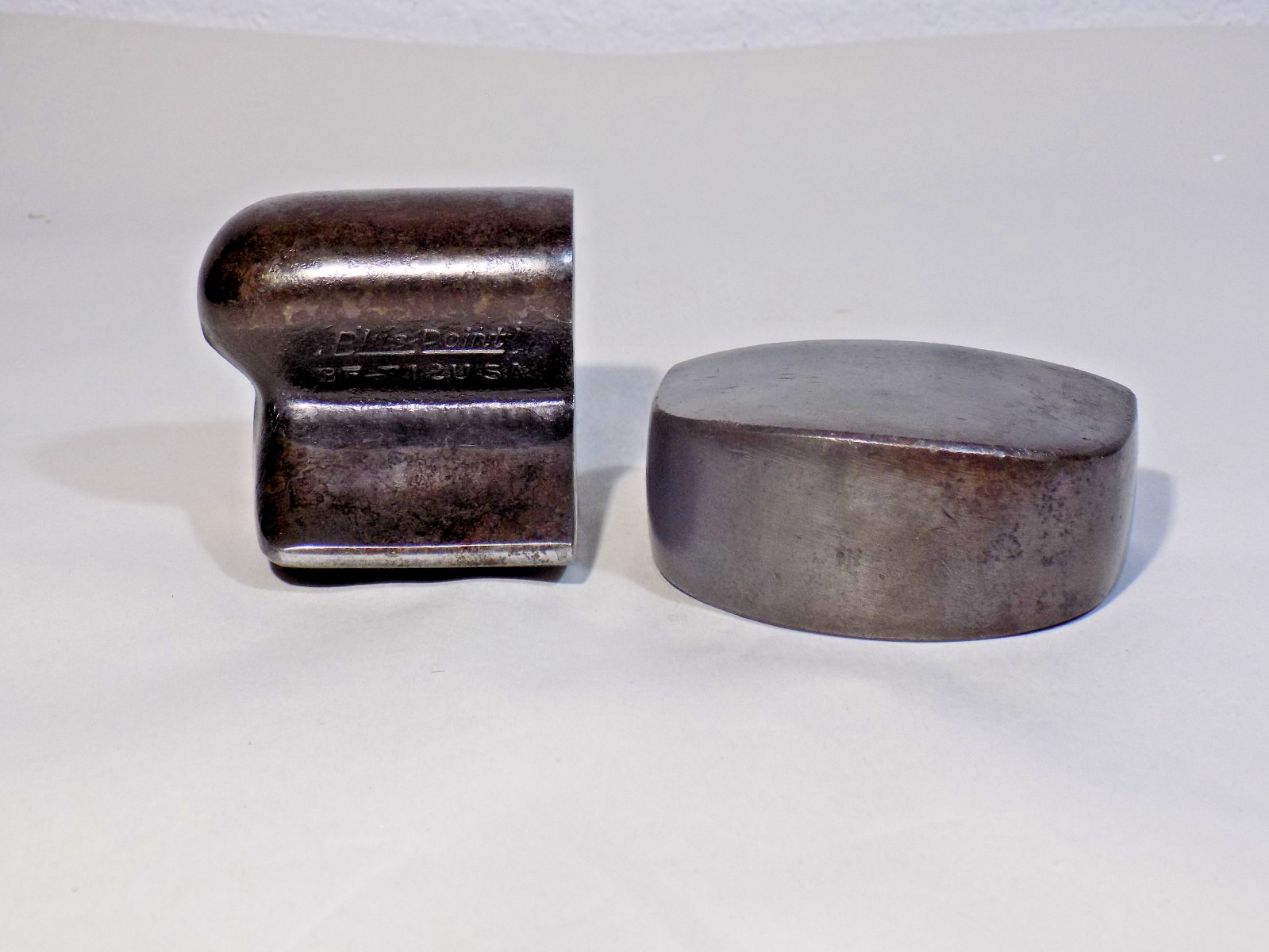 (2) 44 Oz. Blue Point BF712 & Unmarked USA 38 Oz. Heel Dollies-No Etchings
