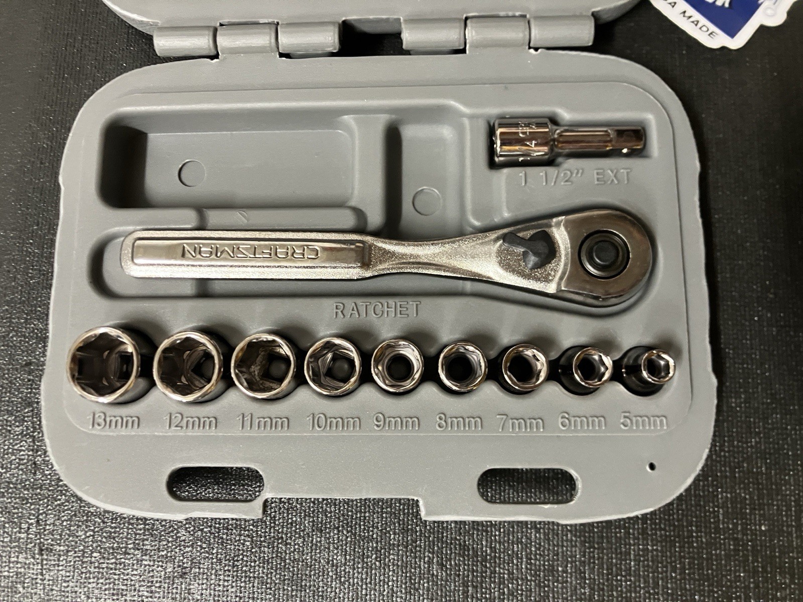 NOS Sears Craftsman 11Pc 1/4” Metric 5mm-13mm 6Pt. Socket Ratchet Set 34861 USA