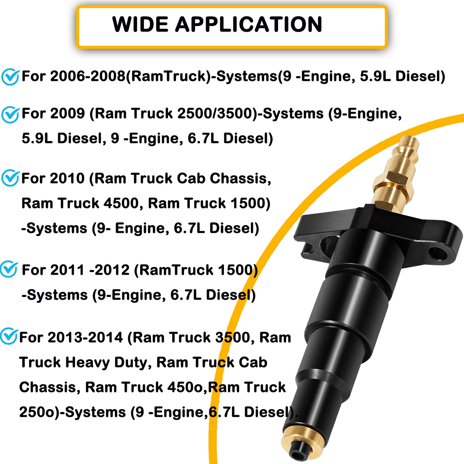 9007A Compression Test Adapter Test Gauge Tool for 5.9L 6.7L Dodge Ram Cummins