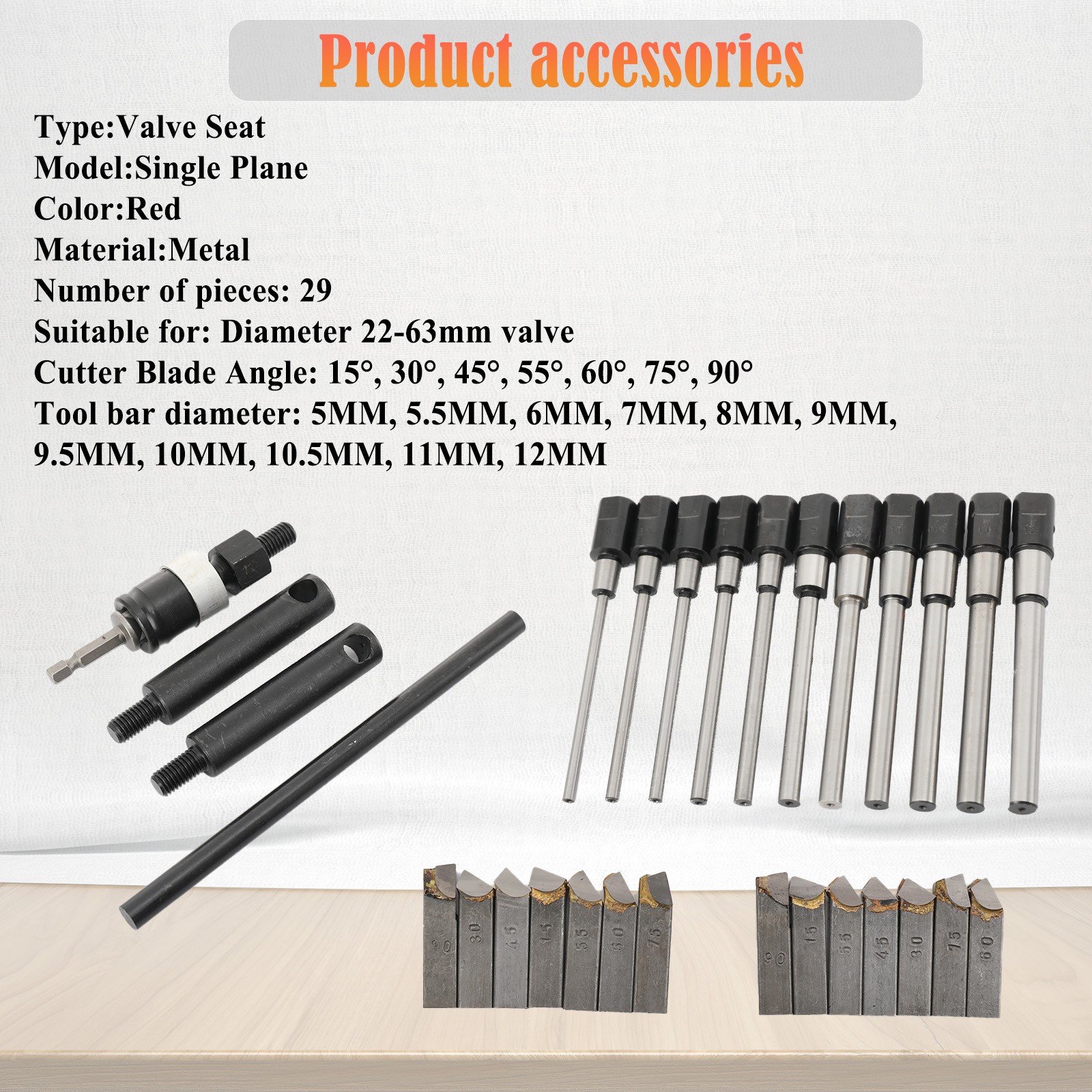 22-63mm Valve Seat Single Plane Cutting Tool Boring Cutter Valve Repair Tool