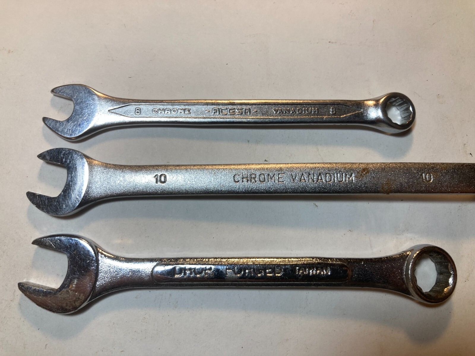 Vintage 6 Combination Wrenches 8, 10, 11, 13, 14, 15mm Steel Drop Forged Metric